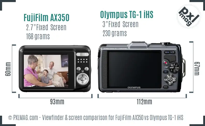 FujiFilm AX350 vs Olympus TG-1 iHS Screen and Viewfinder comparison