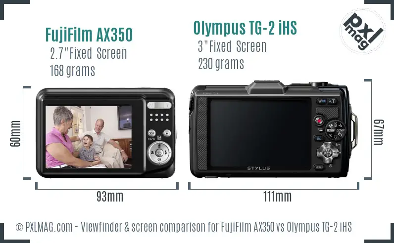 FujiFilm AX350 vs Olympus TG-2 iHS Screen and Viewfinder comparison