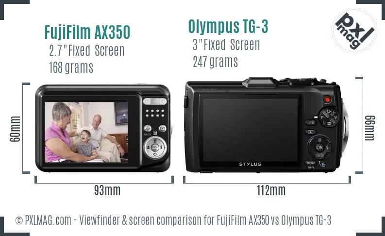 FujiFilm AX350 vs Olympus TG-3 Screen and Viewfinder comparison FujiFilm AX350 vs Olympus TG-3 Screen and Viewfinder comparison
