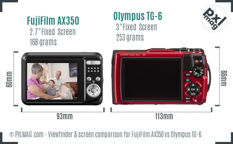 FujiFilm AX350 vs Olympus TG-6 Screen and Viewfinder comparison