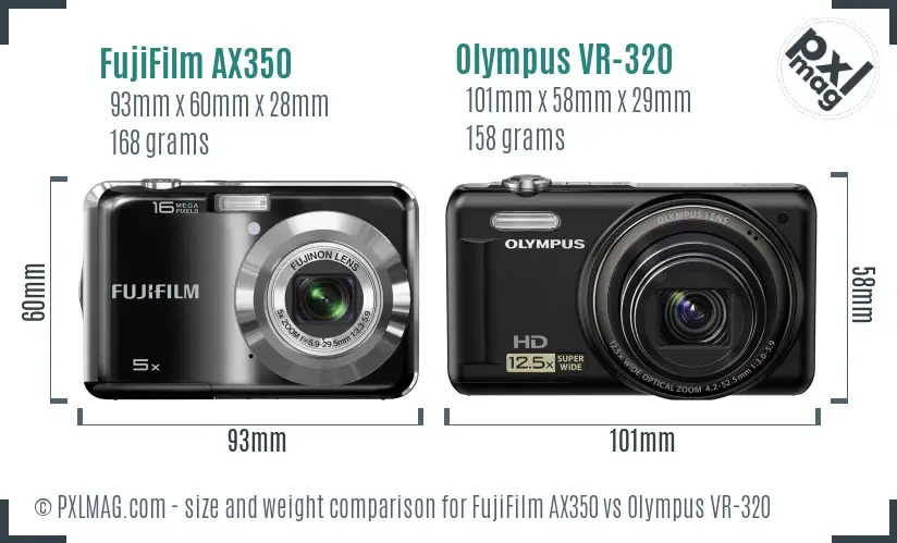 FujiFilm AX350 vs Olympus VR-320 size comparison FujiFilm AX350 vs Olympus VR-320 size comparison