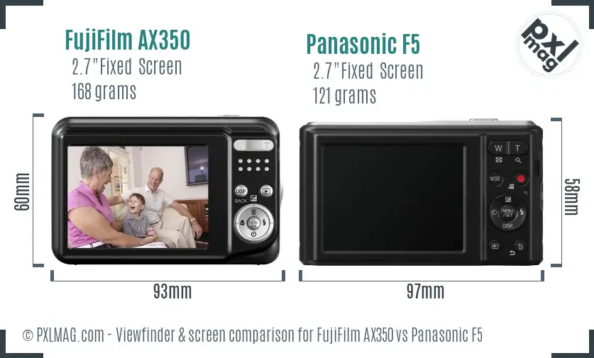 FujiFilm AX350 vs Panasonic F5 Screen and Viewfinder comparison