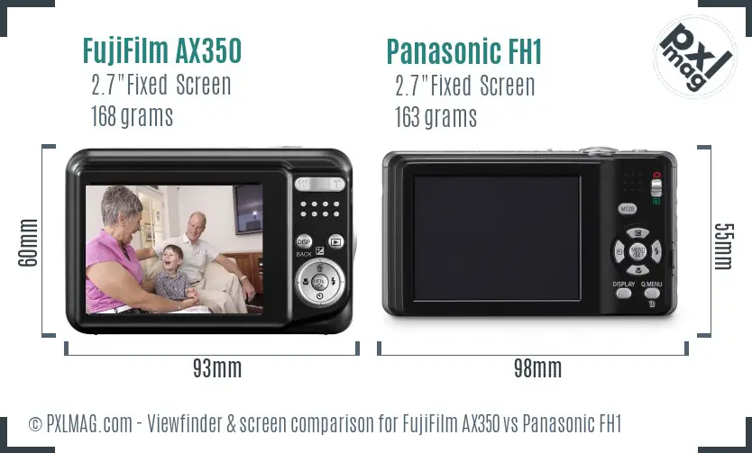 FujiFilm AX350 vs Panasonic FH1 Screen and Viewfinder comparison