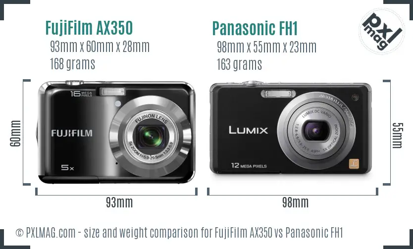 FujiFilm AX350 vs Panasonic FH1 size comparison