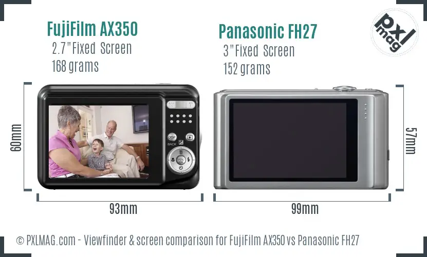FujiFilm AX350 vs Panasonic FH27 Screen and Viewfinder comparison