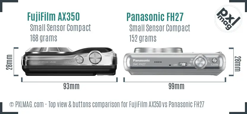 FujiFilm AX350 vs Panasonic FH27 top view buttons comparison