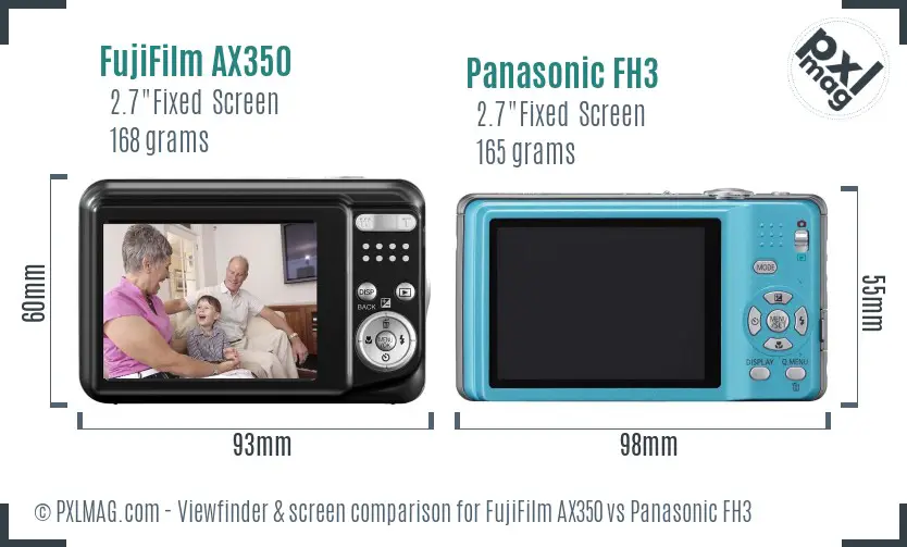 FujiFilm AX350 vs Panasonic FH3 Screen and Viewfinder comparison