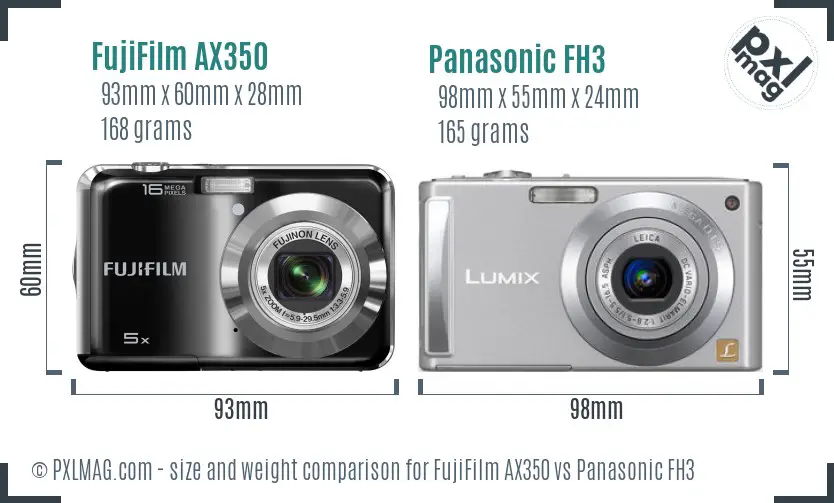 FujiFilm AX350 vs Panasonic FH3 size comparison