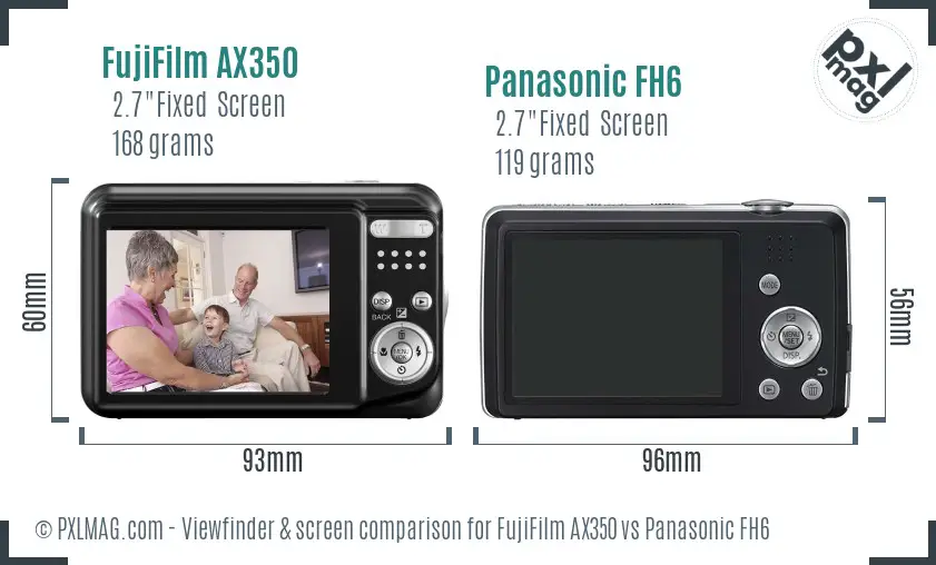 FujiFilm AX350 vs Panasonic FH6 Screen and Viewfinder comparison FujiFilm AX350 vs Panasonic FH6 Screen and Viewfinder comparison