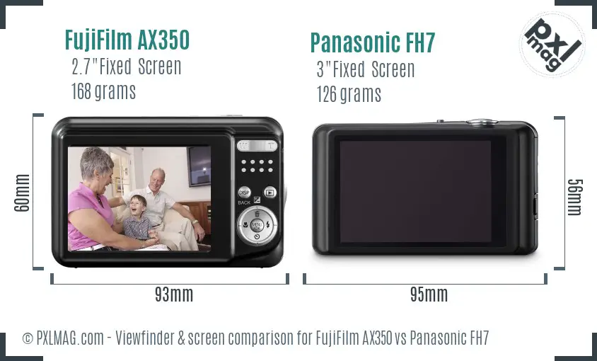 FujiFilm AX350 vs Panasonic FH7 Screen and Viewfinder comparison