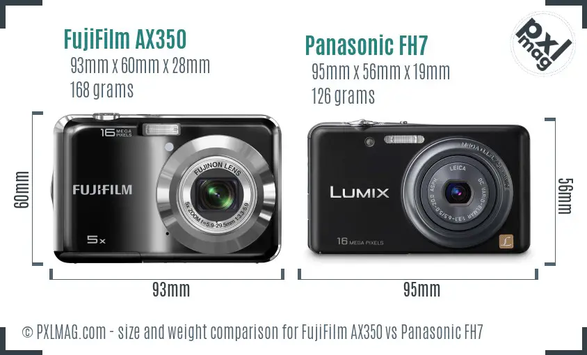 FujiFilm AX350 vs Panasonic FH7 size comparison