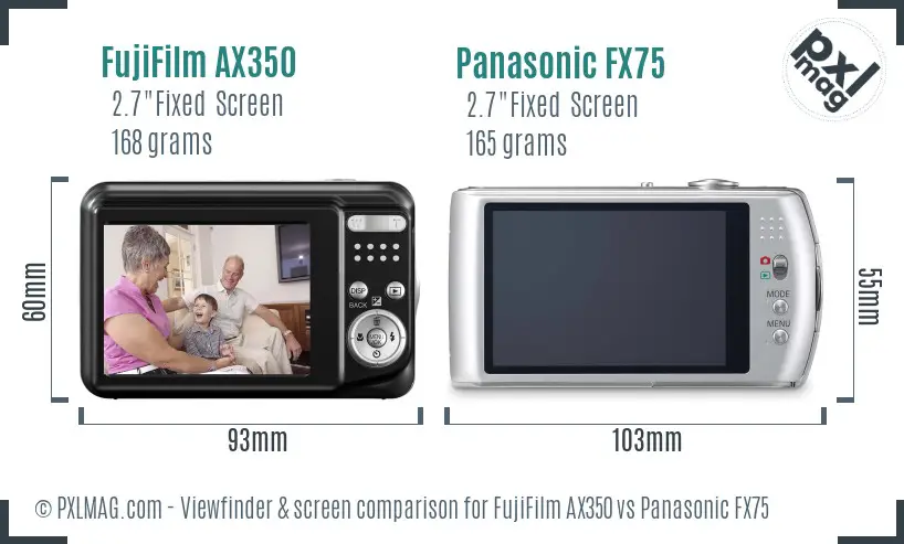 FujiFilm AX350 vs Panasonic FX75 Screen and Viewfinder comparison FujiFilm AX350 vs Panasonic FX75 Screen and Viewfinder comparison