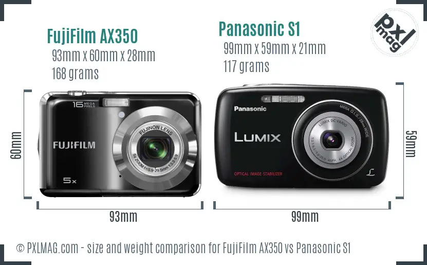 FujiFilm AX350 vs Panasonic S1 size comparison FujiFilm AX350 vs Panasonic S1 size comparison