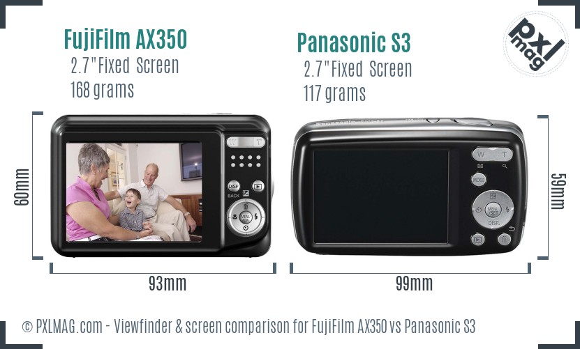 FujiFilm AX350 vs Panasonic S3 Screen and Viewfinder comparison