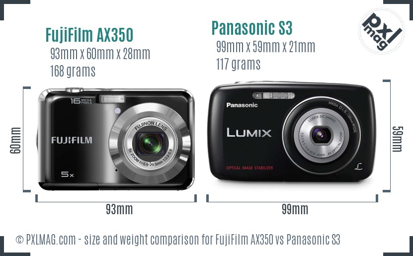FujiFilm AX350 vs Panasonic S3 size comparison FujiFilm AX350 vs Panasonic S3 size comparison