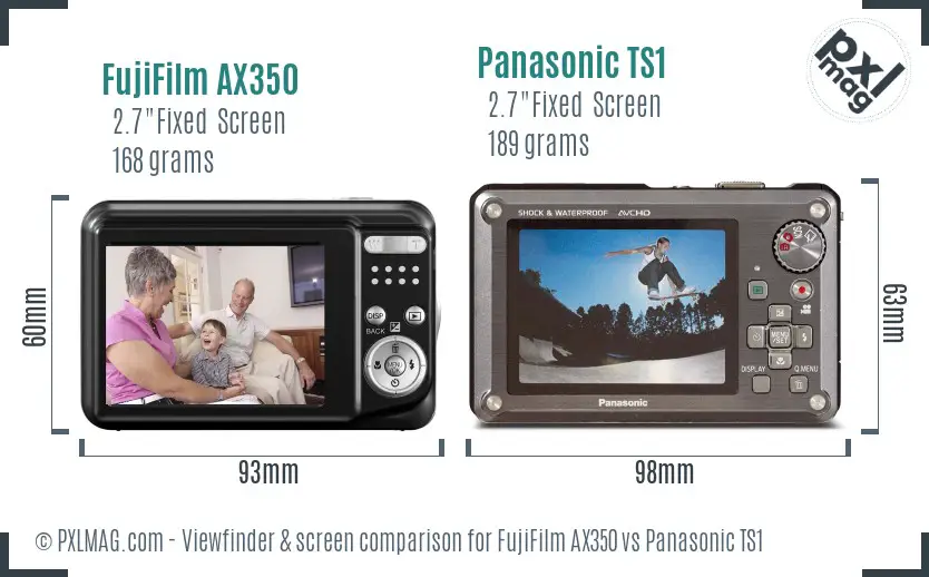 FujiFilm AX350 vs Panasonic TS1 Screen and Viewfinder comparison