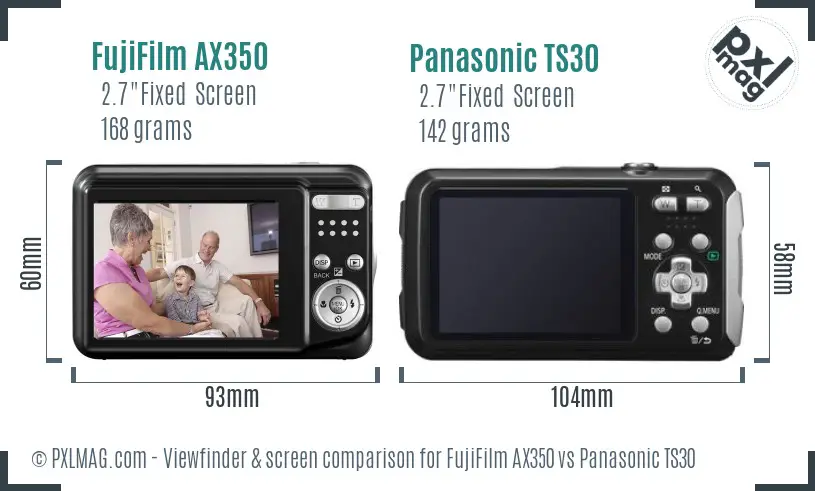 FujiFilm AX350 vs Panasonic TS30 Screen and Viewfinder comparison