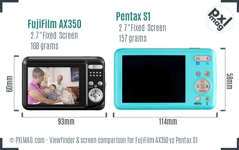 FujiFilm AX350 vs Pentax S1 Screen and Viewfinder comparison FujiFilm AX350 vs Pentax S1 Screen and Viewfinder comparison