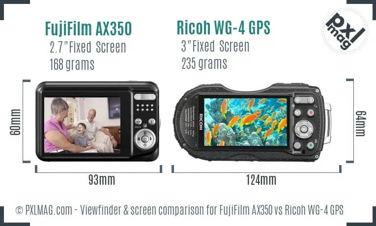 FujiFilm AX350 vs Ricoh WG-4 GPS Screen and Viewfinder comparison FujiFilm AX350 vs Ricoh WG-4 GPS Screen and Viewfinder comparison