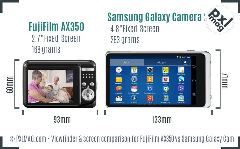 FujiFilm AX350 vs Samsung Galaxy Camera 2 Screen and Viewfinder comparison