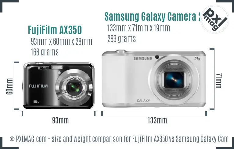 FujiFilm AX350 vs Samsung Galaxy Camera 2 size comparison