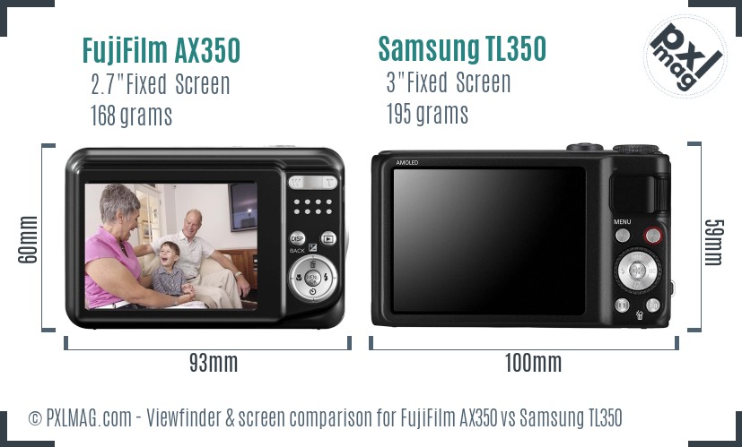 FujiFilm AX350 vs Samsung TL350 Screen and Viewfinder comparison