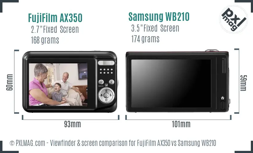 FujiFilm AX350 vs Samsung WB210 Screen and Viewfinder comparison FujiFilm AX350 vs Samsung WB210 Screen and Viewfinder comparison