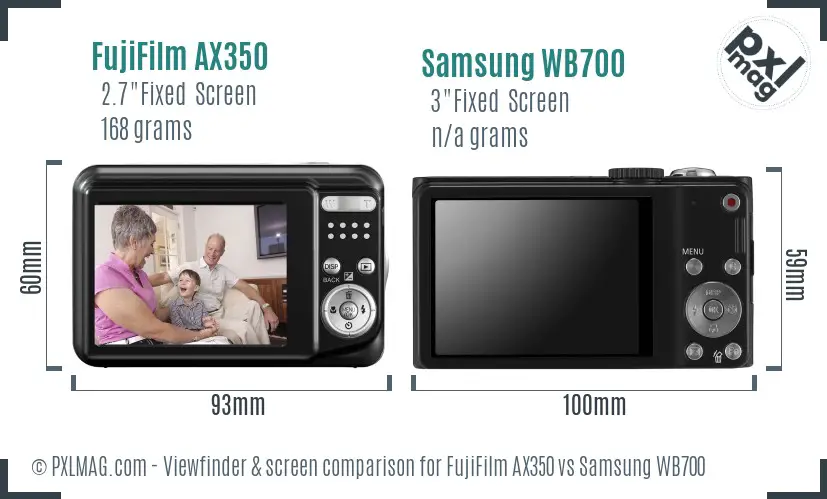 FujiFilm AX350 vs Samsung WB700 Screen and Viewfinder comparison FujiFilm AX350 vs Samsung WB700 Screen and Viewfinder comparison