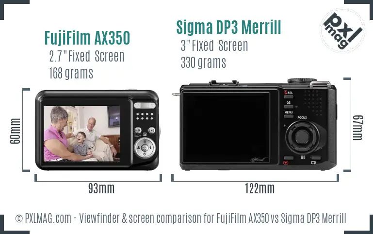 FujiFilm AX350 vs Sigma DP3 Merrill Screen and Viewfinder comparison