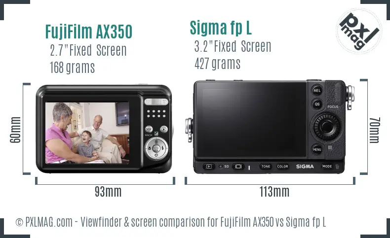FujiFilm AX350 vs Sigma fp L Screen and Viewfinder comparison