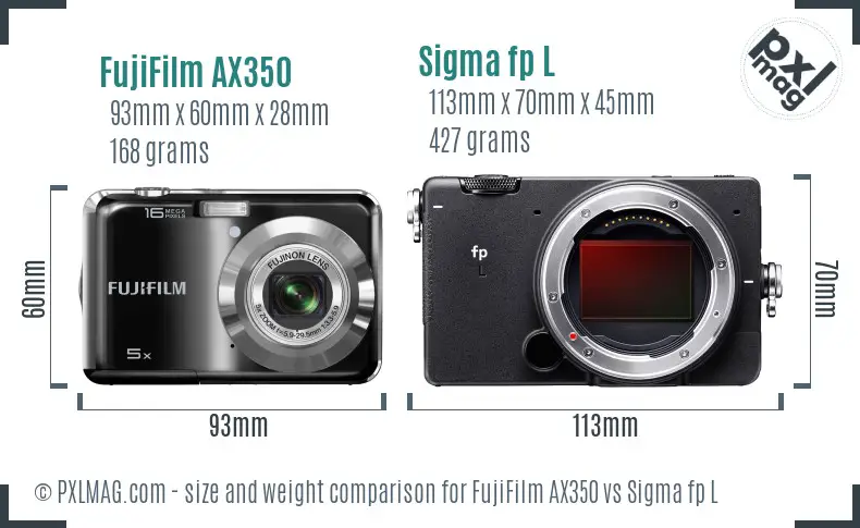FujiFilm AX350 vs Sigma fp L size comparison