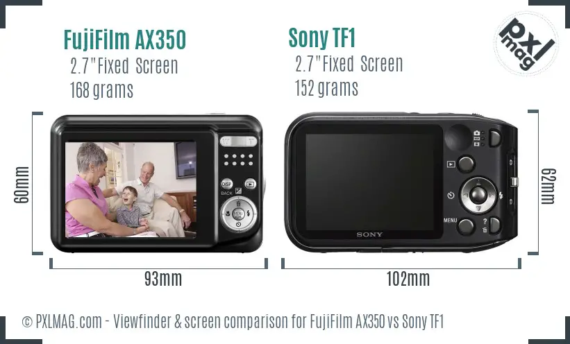 FujiFilm AX350 vs Sony TF1 Screen and Viewfinder comparison FujiFilm AX350 vs Sony TF1 Screen and Viewfinder comparison