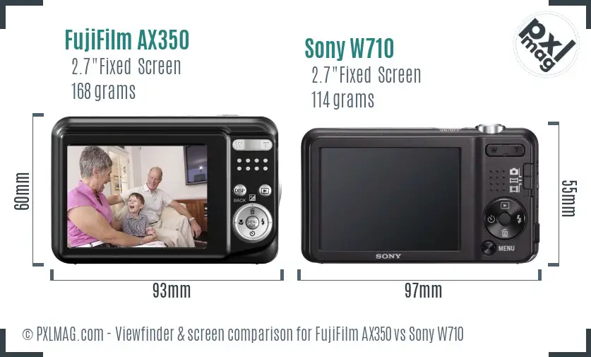 FujiFilm AX350 vs Sony W710 Screen and Viewfinder comparison FujiFilm AX350 vs Sony W710 Screen and Viewfinder comparison