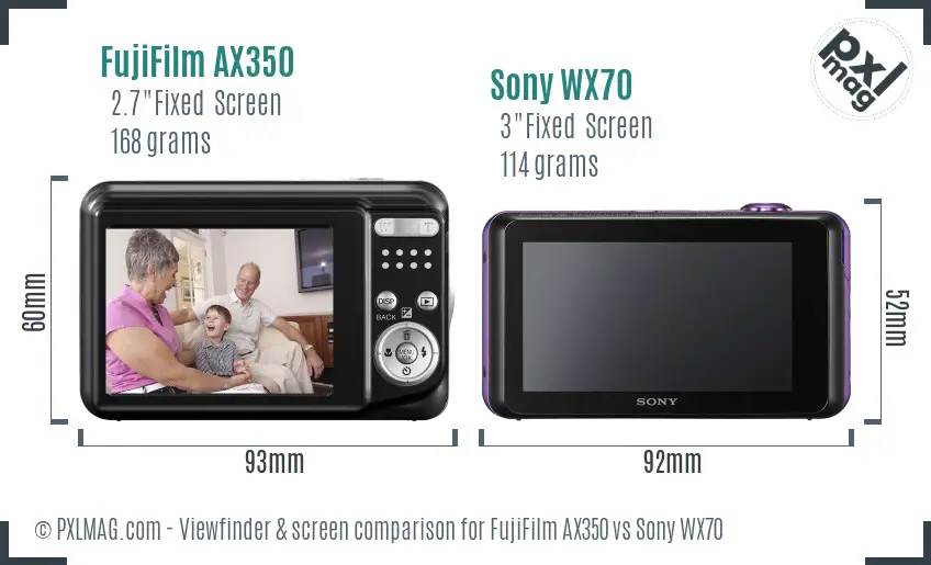 FujiFilm AX350 vs Sony WX70 Screen and Viewfinder comparison FujiFilm AX350 vs Sony WX70 Screen and Viewfinder comparison