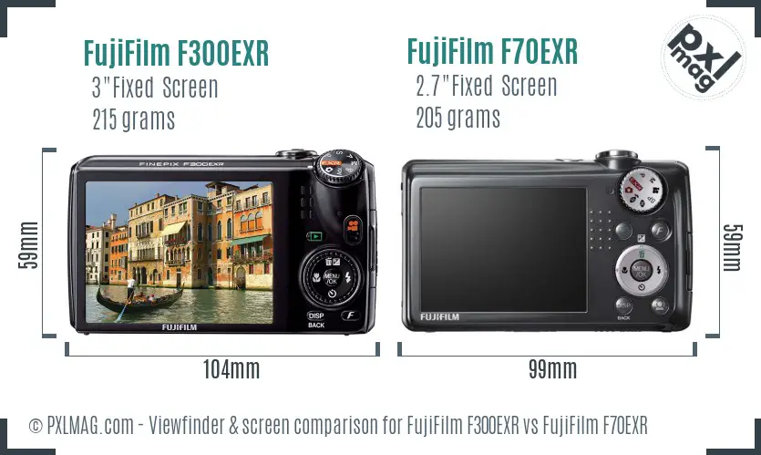 FujiFilm F300EXR vs FujiFilm F70EXR Screen and Viewfinder comparison