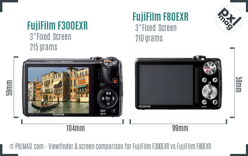 FujiFilm F300EXR vs FujiFilm F80EXR Screen and Viewfinder comparison