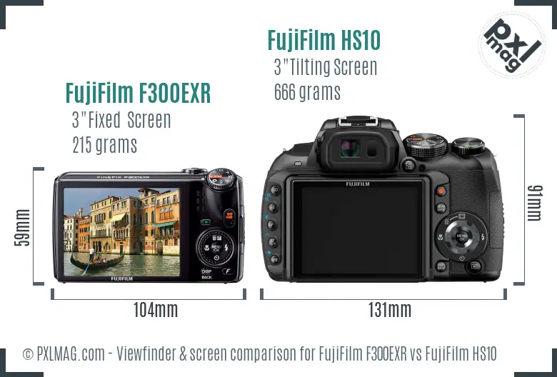 FujiFilm F300EXR vs FujiFilm HS10 Screen and Viewfinder comparison FujiFilm F300EXR vs FujiFilm HS10 Screen and Viewfinder comparison
