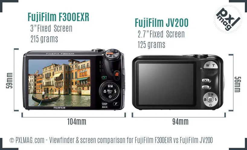 FujiFilm F300EXR vs FujiFilm JV200 Screen and Viewfinder comparison