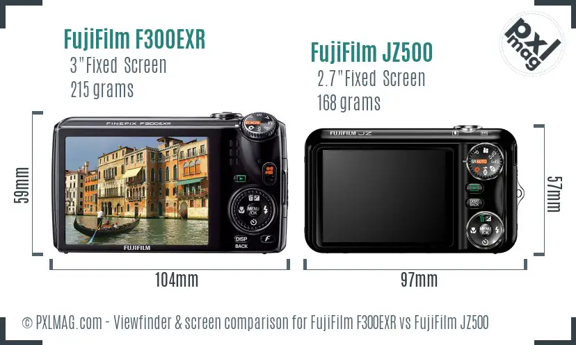 FujiFilm F300EXR vs FujiFilm JZ500 Screen and Viewfinder comparison