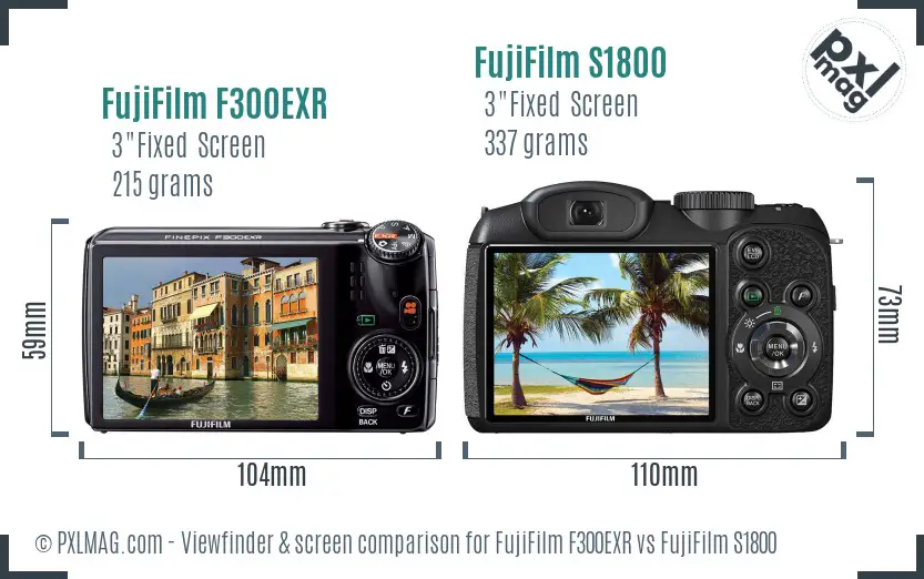 FujiFilm F300EXR vs FujiFilm S1800 Screen and Viewfinder comparison