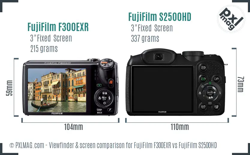 FujiFilm F300EXR vs FujiFilm S2500HD Screen and Viewfinder comparison