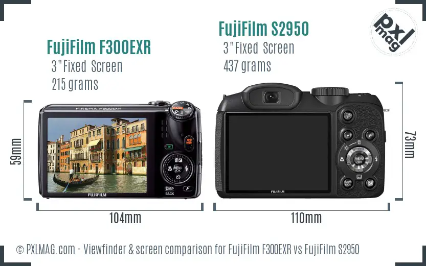 FujiFilm F300EXR vs FujiFilm S2950 Screen and Viewfinder comparison