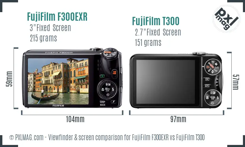 FujiFilm F300EXR vs FujiFilm T300 Screen and Viewfinder comparison FujiFilm F300EXR vs FujiFilm T300 Screen and Viewfinder comparison