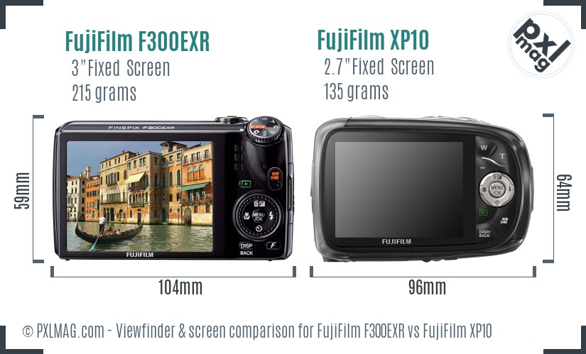 FujiFilm F300EXR vs FujiFilm XP10 Screen and Viewfinder comparison