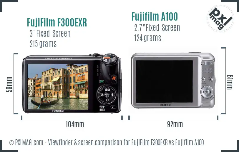 FujiFilm F300EXR vs Fujifilm A100 Screen and Viewfinder comparison