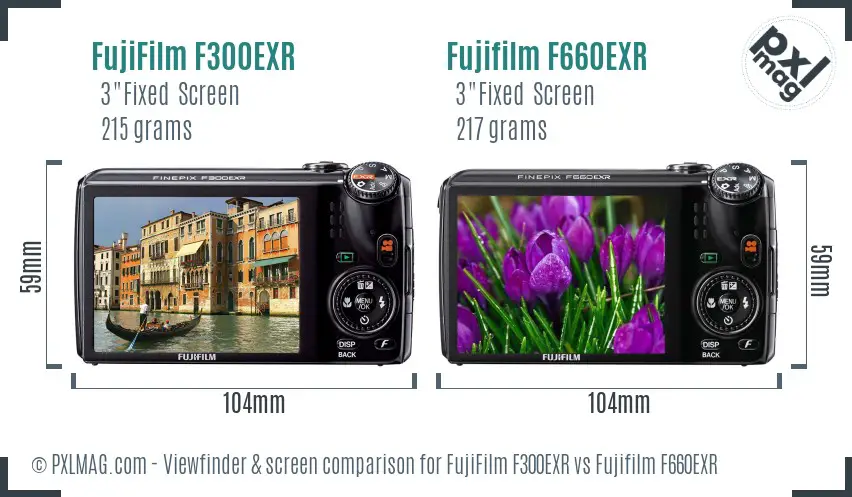 FujiFilm F300EXR vs Fujifilm F660EXR Screen and Viewfinder comparison