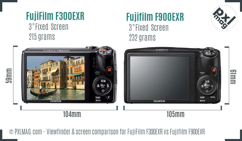 FujiFilm F300EXR vs Fujifilm F900EXR Screen and Viewfinder comparison