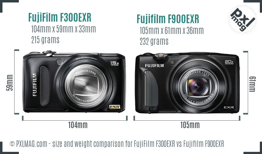 FujiFilm F300EXR vs Fujifilm F900EXR size comparison