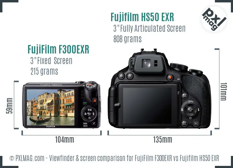 FujiFilm F300EXR vs Fujifilm HS50 EXR Screen and Viewfinder comparison