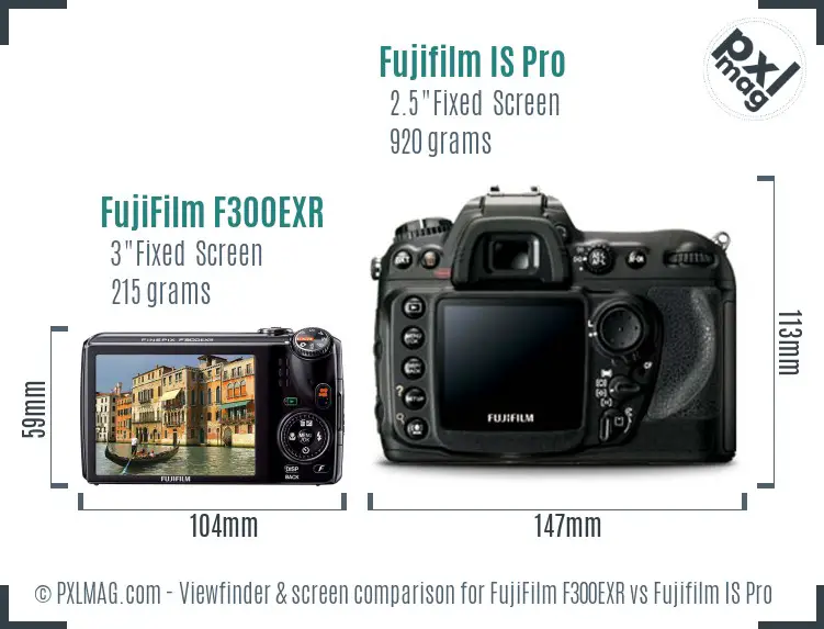 FujiFilm F300EXR vs Fujifilm IS Pro Screen and Viewfinder comparison